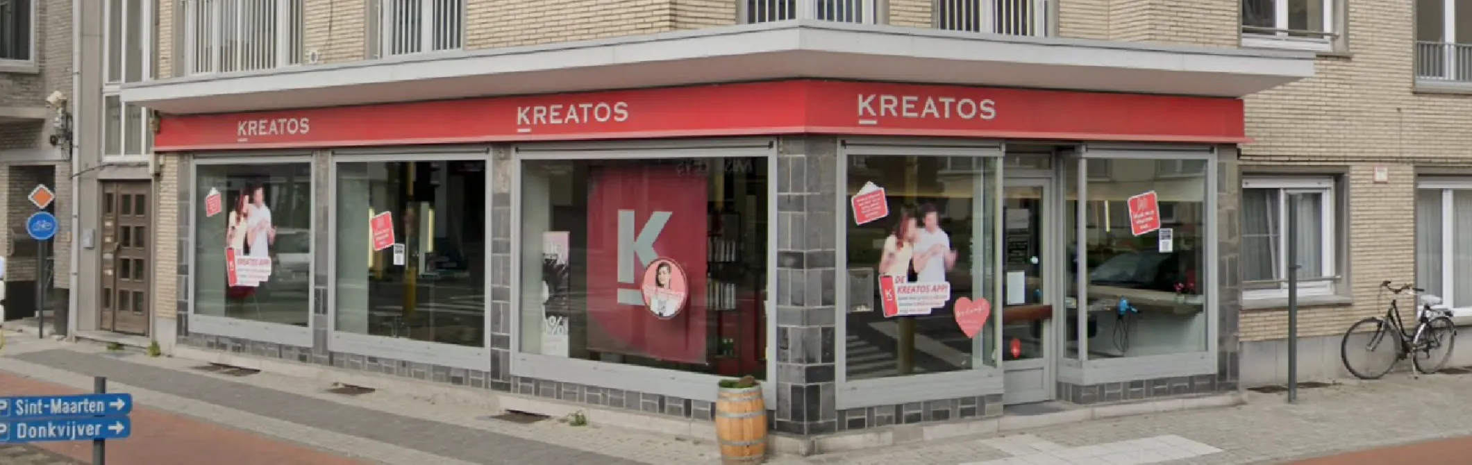 Kreatos kapsalon Beveren ingang aan de Oude Zandstraat